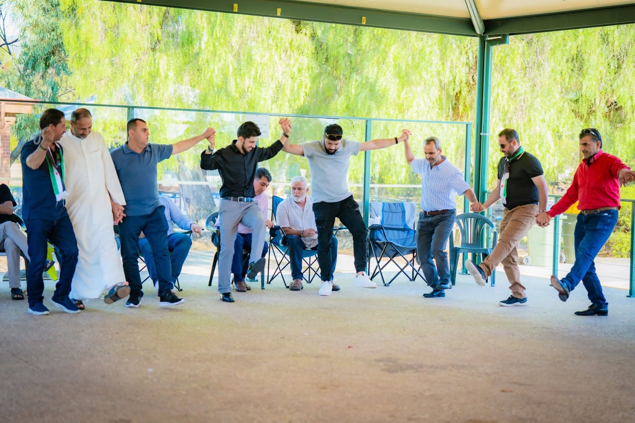 Traditional dabke dancing at a community celebration
