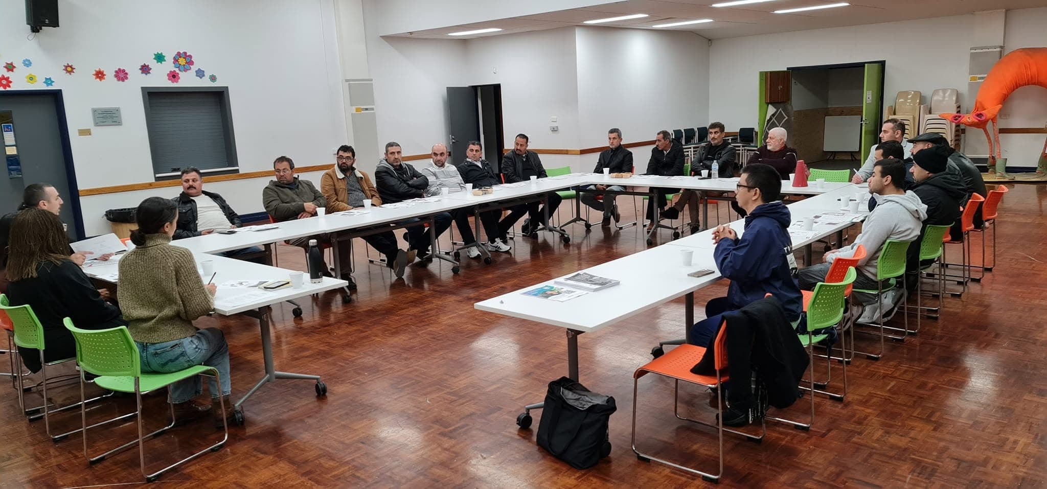 Community meeting at the local hall